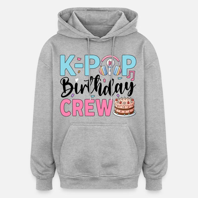 Équipe d’anniversaire K-Pop - Sweat à capuche oversize unisexe - gris chiné