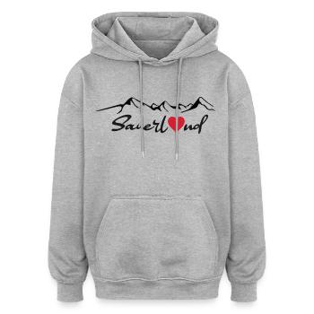 Sauerland Sticker - Oversized Unisex Hoodie - Grau meliert - Vorne - Noah (186cm)