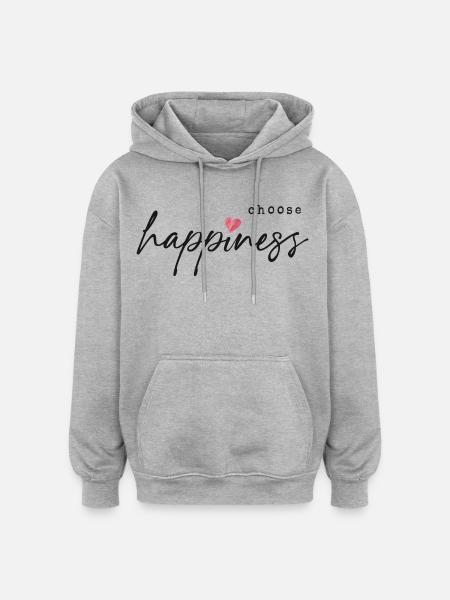 Choose Happiness - Oversized Unisex Hoodie - Grau meliert