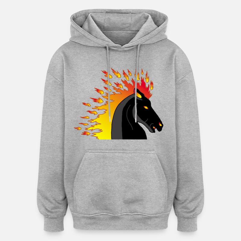 Cheval de feu - Sweat à capuche oversize unisexe - gris chiné