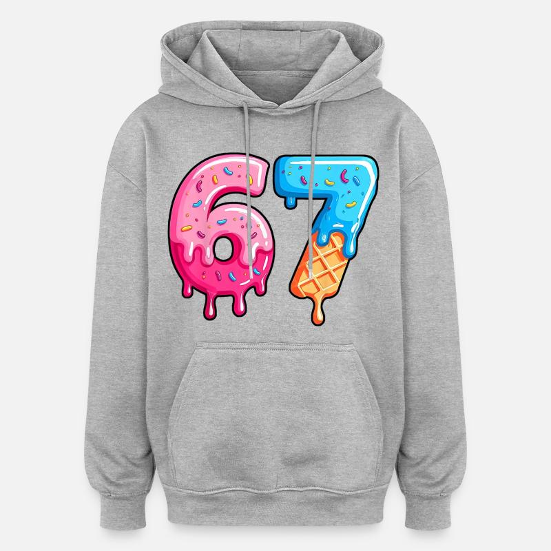 Caractères Sweet 6-7 Dessert Font - Sweat à capuche oversize unisexe - gris chiné