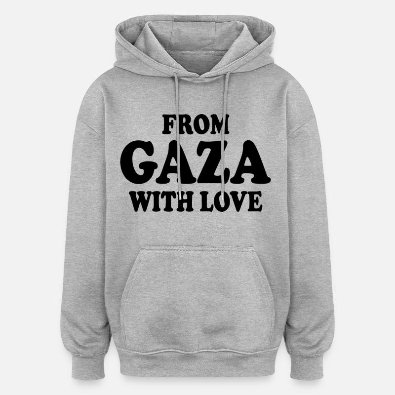 From gaza with love - Sweat à capuche oversize unisexe - gris chiné