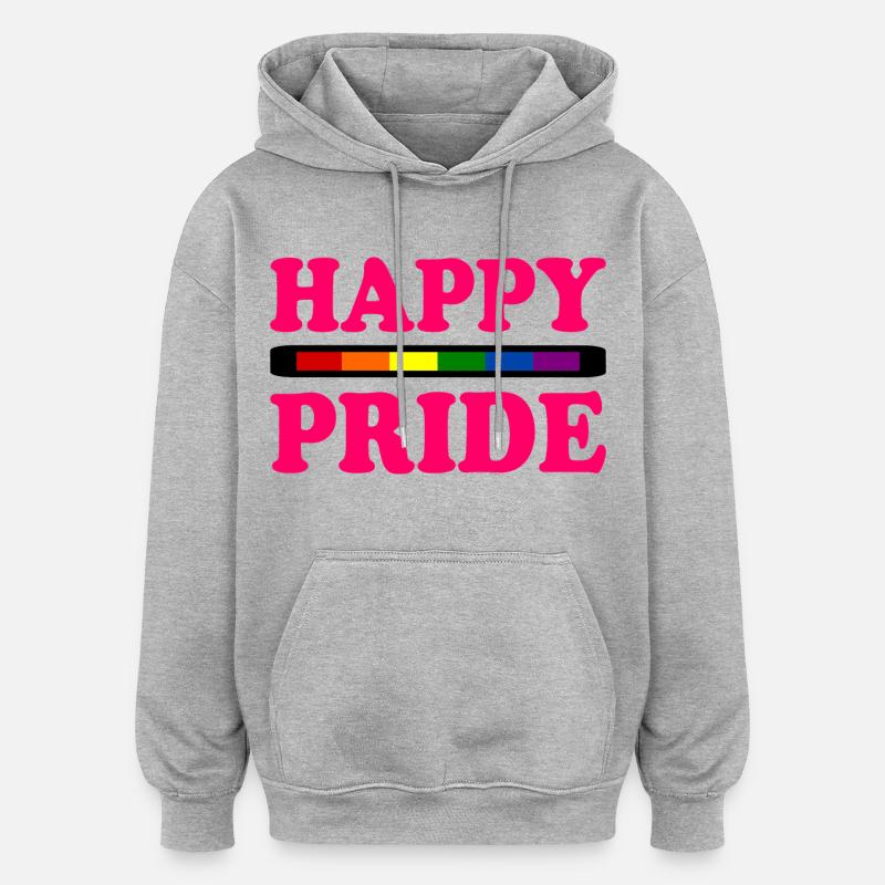Happy pride - Sweat à capuche oversize unisexe - gris chiné