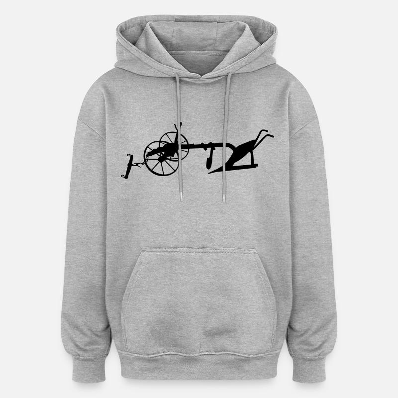 alter Pflug_va1 - Oversized Unisex Hoodie - Grau meliert