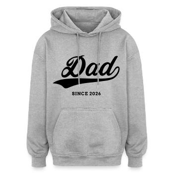 Dad 26 Vater Baby Papa 2026 Vatertagsgeschenk - Oversized Unisex Hoodie - Grau meliert - Vorne - Noah (186cm)