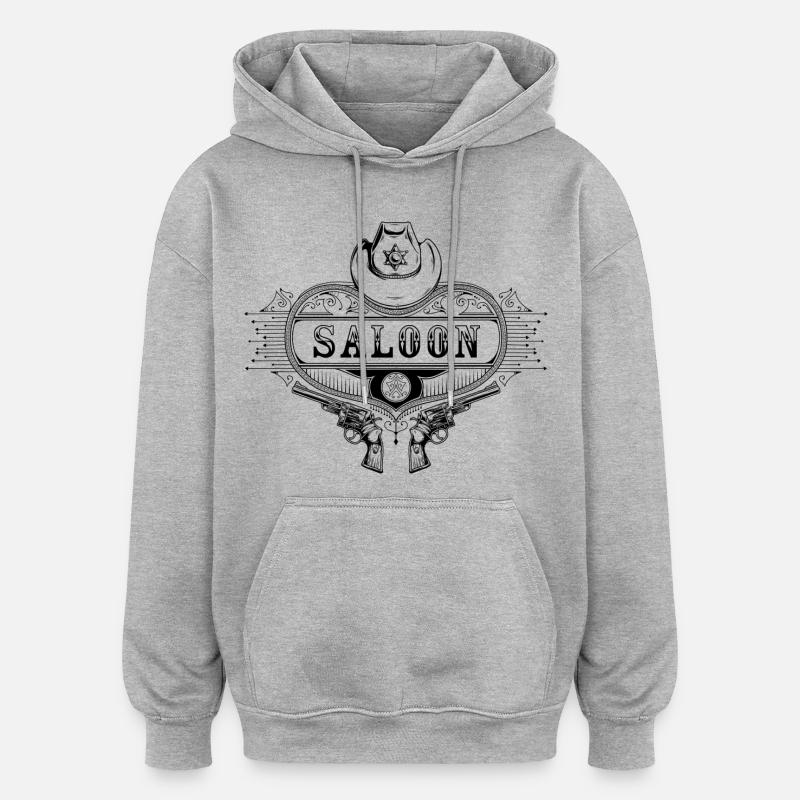 Cowboy Saloon - Sweat à capuche oversize unisexe - gris chiné