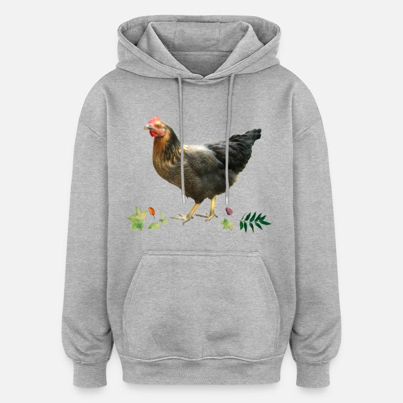Poulet - Sweat à capuche oversize unisexe - gris chiné