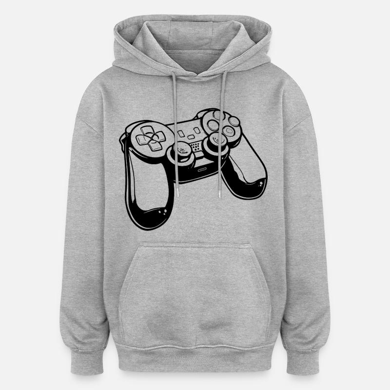 Dessin de manette de jeu - Sweat à capuche oversize unisexe - gris chiné