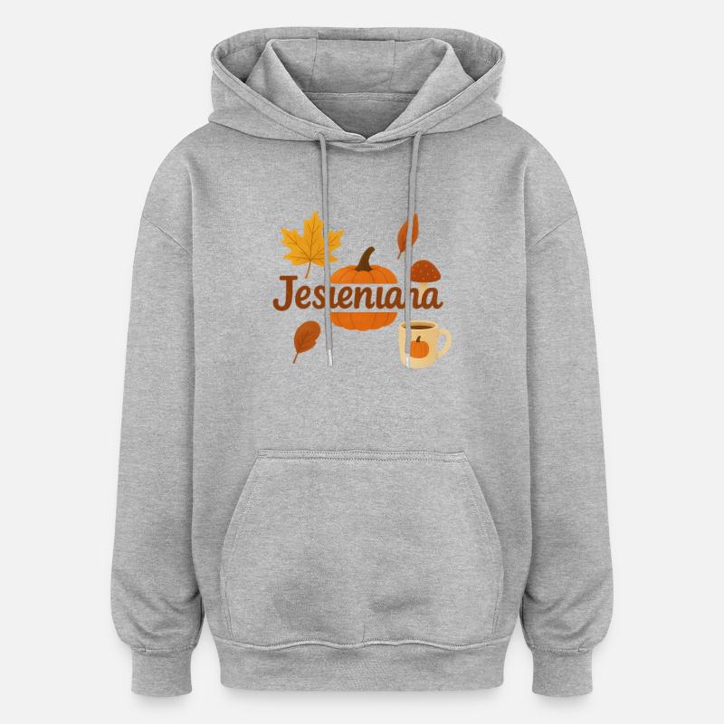 Automne - Sweat à capuche oversize unisexe - gris chiné