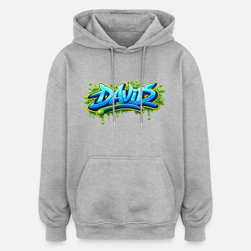 Graffiti name DAVID printable on everything - Oversized Unisex Hoodie - heather grey