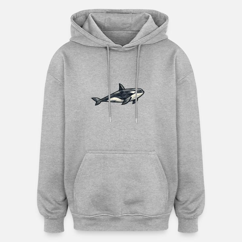 Aarluk - Low poly - Orca - Sweat à capuche oversize unisexe - gris chiné