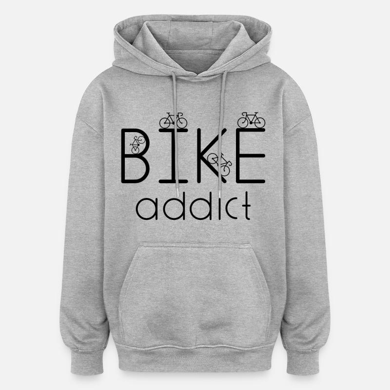 Accro du vélo - Sweat à capuche oversize unisexe - gris chiné