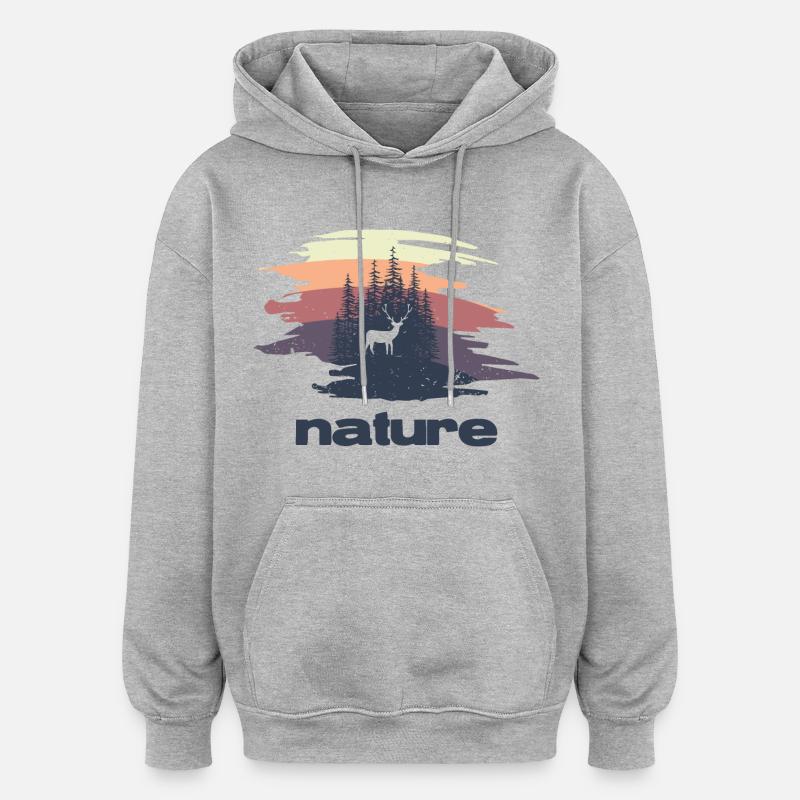 Nature - Design - Sweat à capuche oversize unisexe - gris chiné