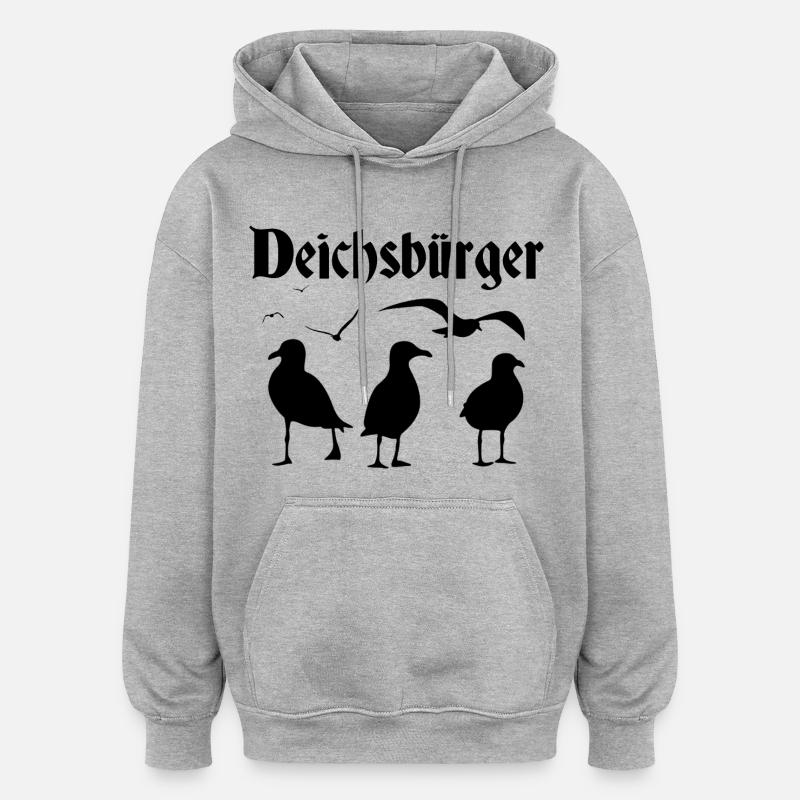 Deichsbürger - Oversized Unisex Hoodie - Grau meliert