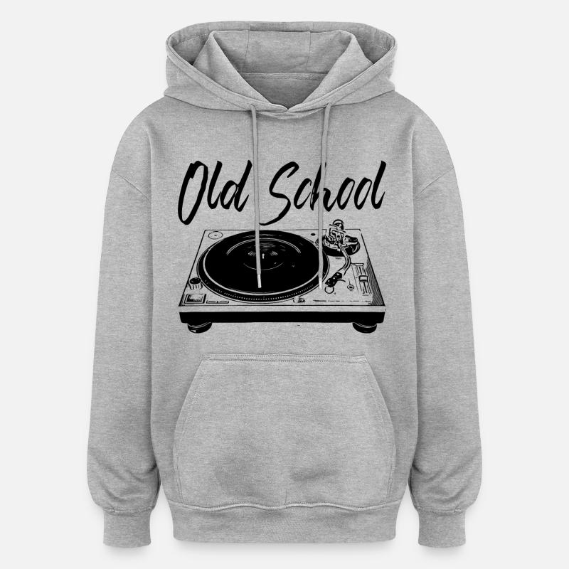 Old School - Turntables - Oversized Unisex Hoodie - heather grey