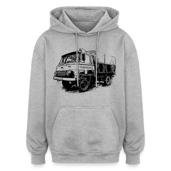 Robur Pritsche LO LD IFA Feuerwehr - Oversized Unisex Hoodie - Grau meliert - Vorne - Noah (186cm)