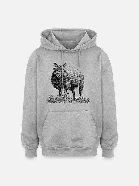 Wolf im Schafspelz - Oversized Unisex Hoodie - Grau meliert