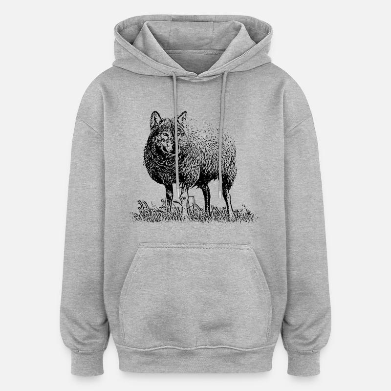 Wolf im Schafspelz - Oversized Unisex Hoodie - Grau meliert