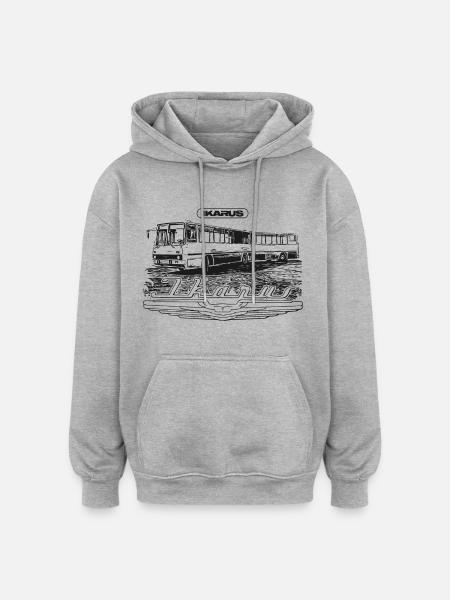 Ikarus - bus articulé - Sweat à capuche oversize unisexe - gris chiné