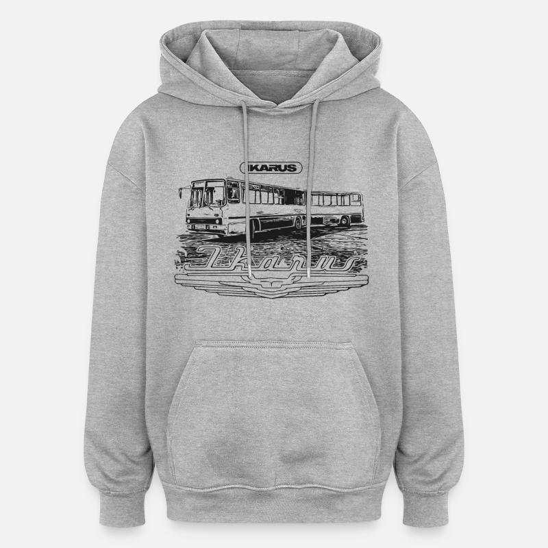 Ikarus - bus articulé - Sweat à capuche oversize unisexe - gris chiné