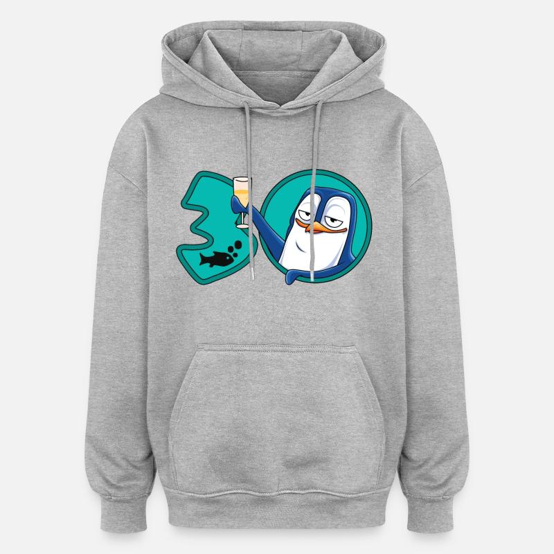 30 ans anniversaire pingouin - Sweat à capuche oversize unisexe - gris chiné
