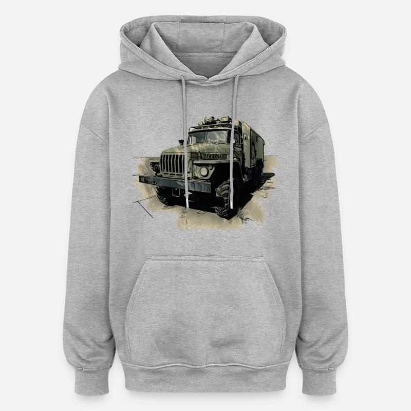 URAL 4320 - Sweat à capuche oversize unisexe - gris chiné