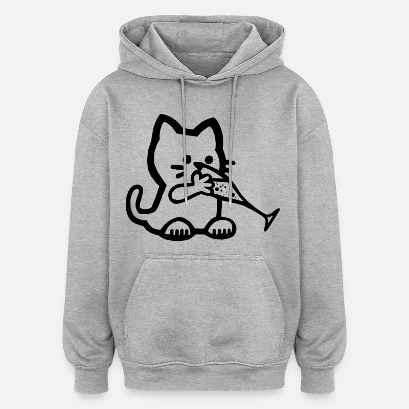 Das Kätzchen hat Durst - Oversized Unisex Hoodie - Grau meliert