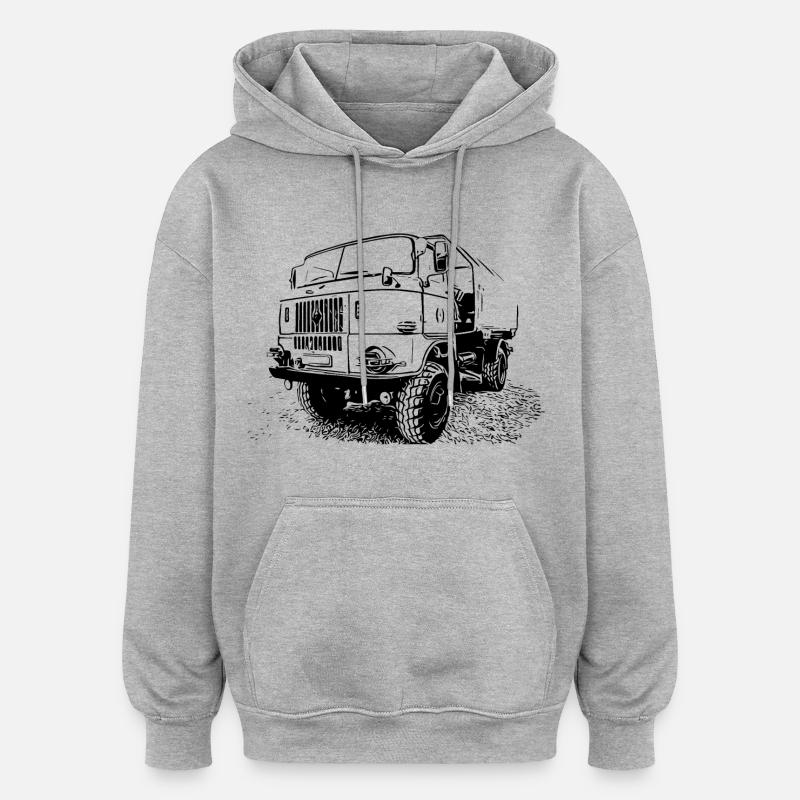 W50 Classique - Sweat à capuche oversize unisexe - gris chiné