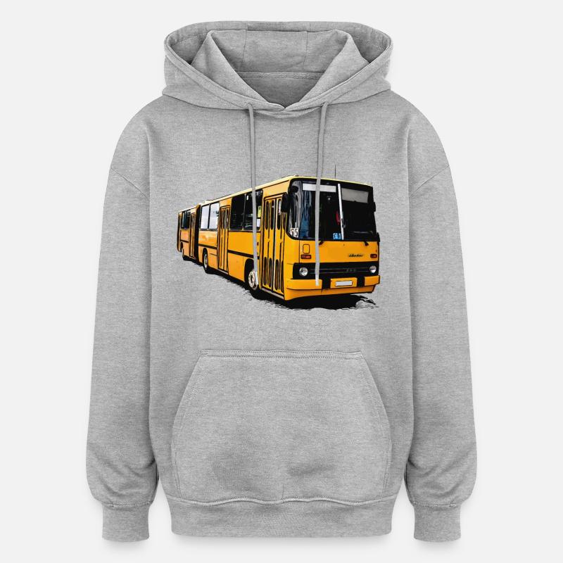 Bus Ikarus Z80 jaune - Sweat à capuche oversize unisexe - gris chiné