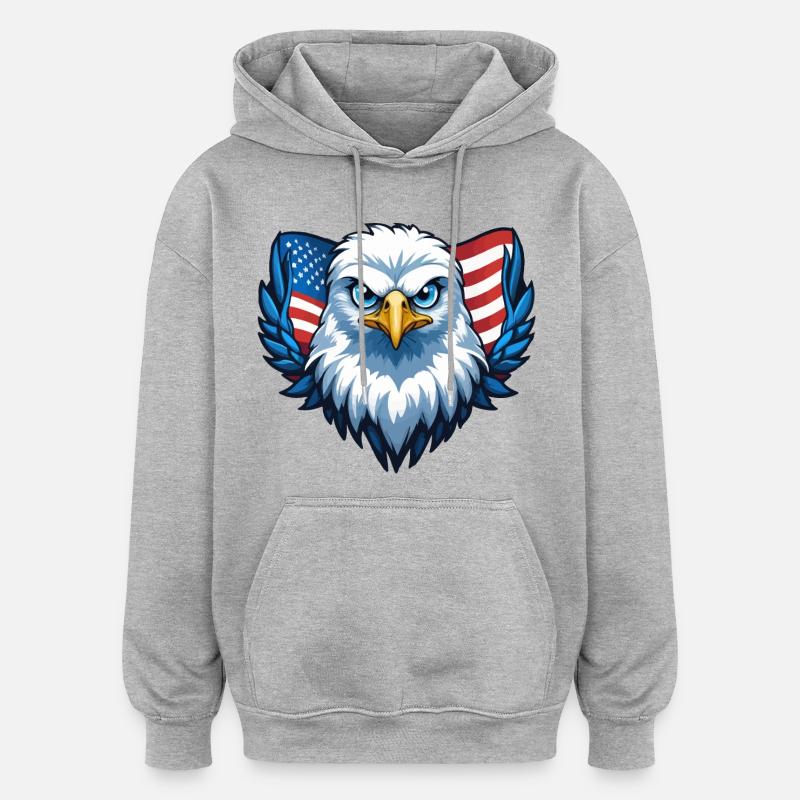 Drapeau des États-Unis Eagle Wings - Sweat à capuche oversize unisexe - gris chiné