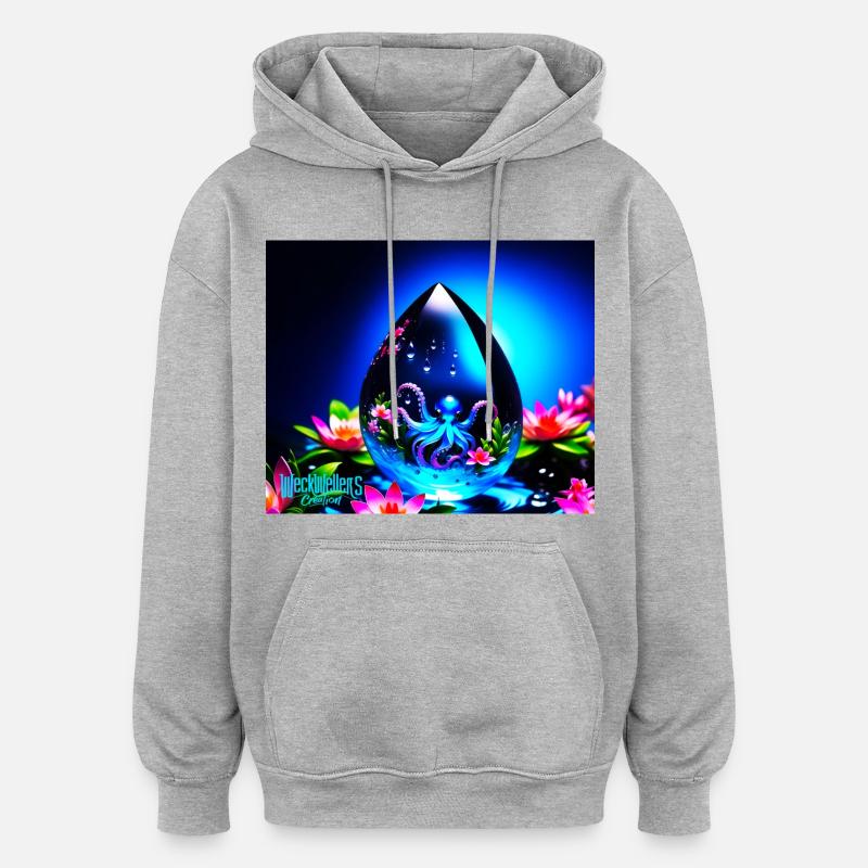 gouttes d’eau - Sweat à capuche oversize unisexe - gris chiné