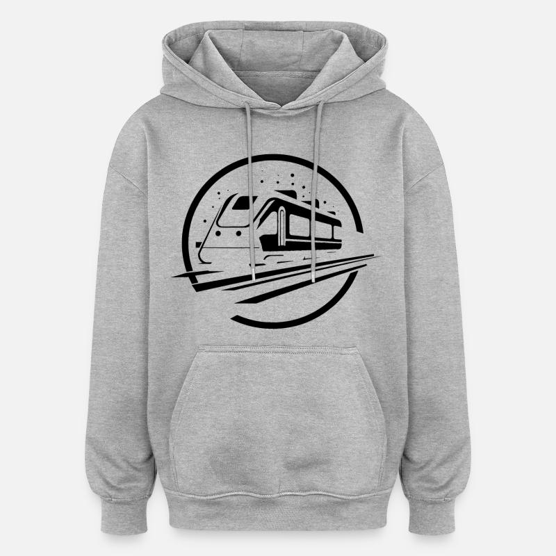 Train - Sweat à capuche oversize unisexe - gris chiné