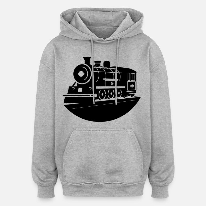 Graphiques de locomotive - Sweat à capuche oversize unisexe - gris chiné