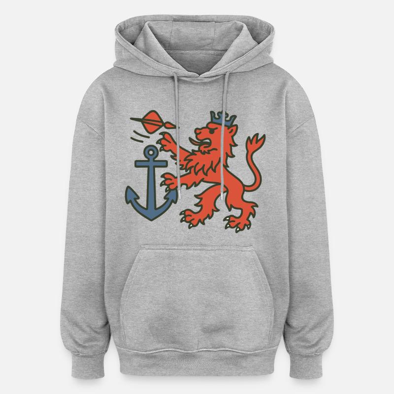 Düsseldorfer Löwe mit Dartpfeil - Oversized Unisex Hoodie - Grau meliert