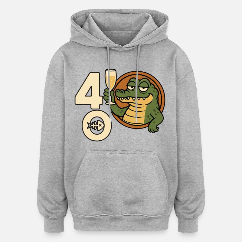 Vive le 40 – Édition Crocodile - Sweat à capuche oversize unisexe - gris chiné