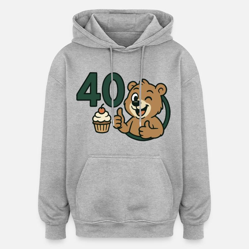 Bärenstark mit 40 - Oversized Unisex Hoodie - Grau meliert
