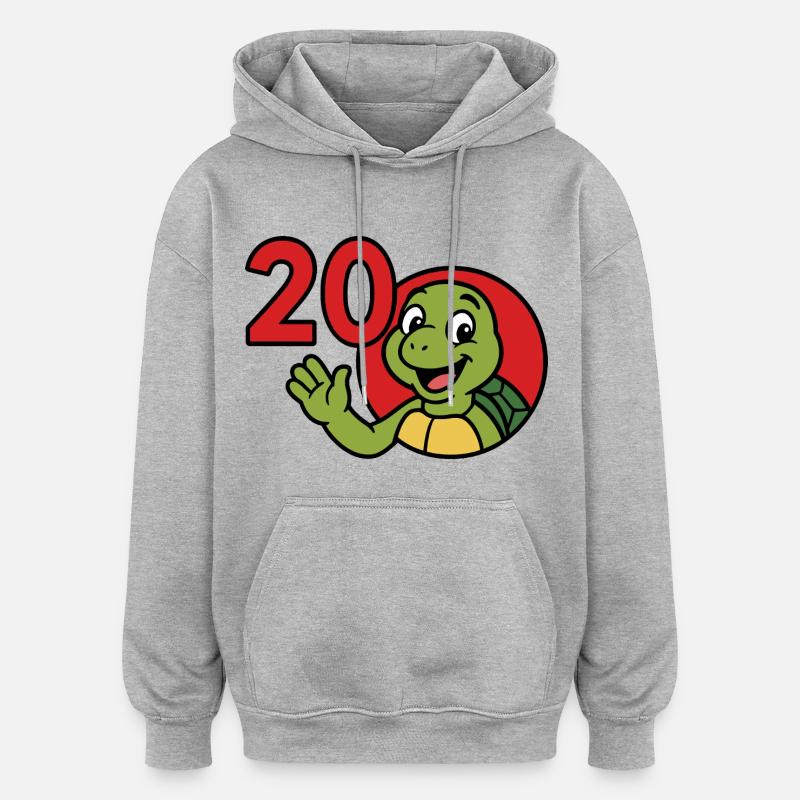 Turtle 20 ans de plaisir - Sweat à capuche oversize unisexe - gris chiné