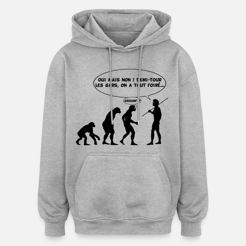 Evolutionsfehler (schwarz) - Oversized Unisex Hoodie - Grau meliert