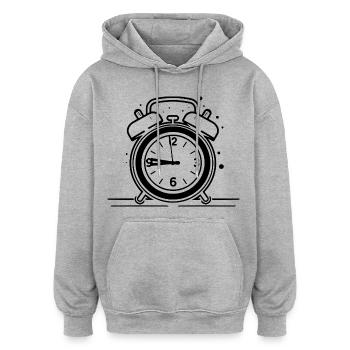 Wecker Uhr - Oversized Unisex Hoodie - Grau meliert - Vorne - Noah (186cm)