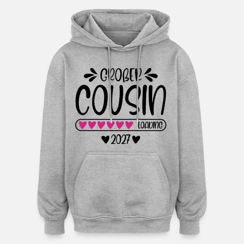 Großer Cousin 2027 loading Herzchen Ladebalken - Oversized Unisex Hoodie - Grau meliert