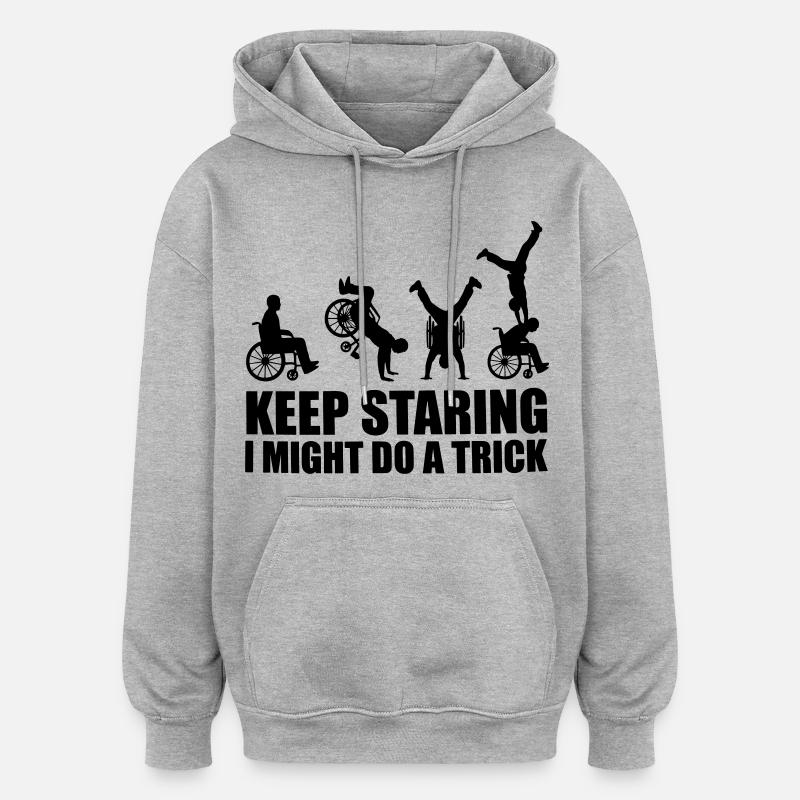 Surveillez cet utilisateur de fauteuil roulant # - Sweat à capuche oversize unisexe - gris chiné