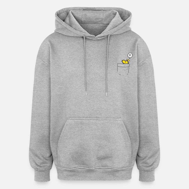 Peanuts Design Avec Woodstock Endormi - Sweat à capuche oversize unisexe - gris chiné