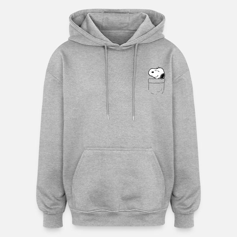 Diseño de cacahuetes con Happy Snoopy - Sudadera con capucha oversize unisex - gris jaspeado