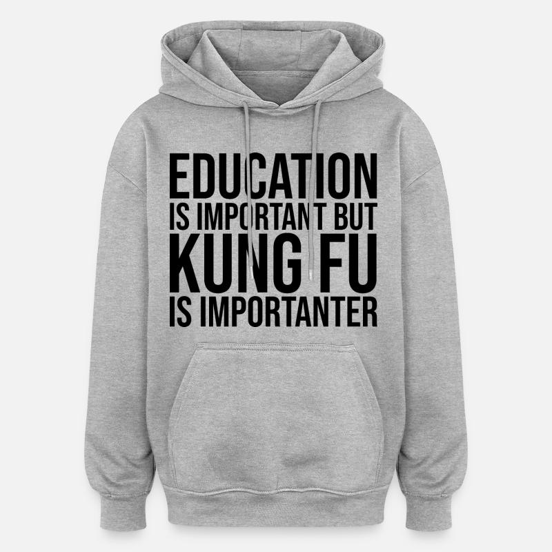 kung-fu - Sweat à capuche oversize unisexe - gris chiné