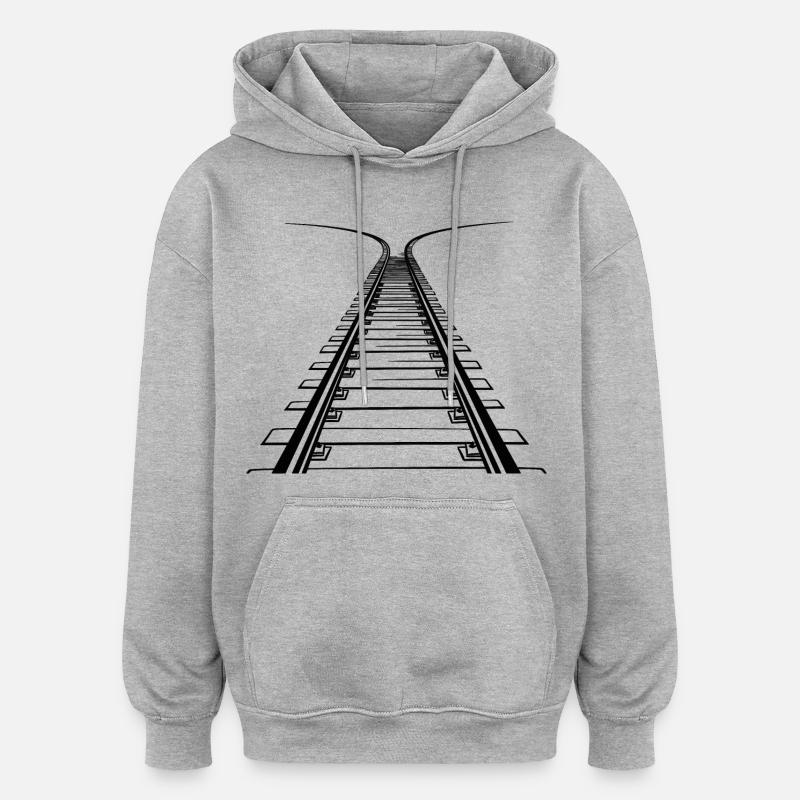 Eisenbahn Zeichnung - Oversized Unisex Hoodie - Grau meliert