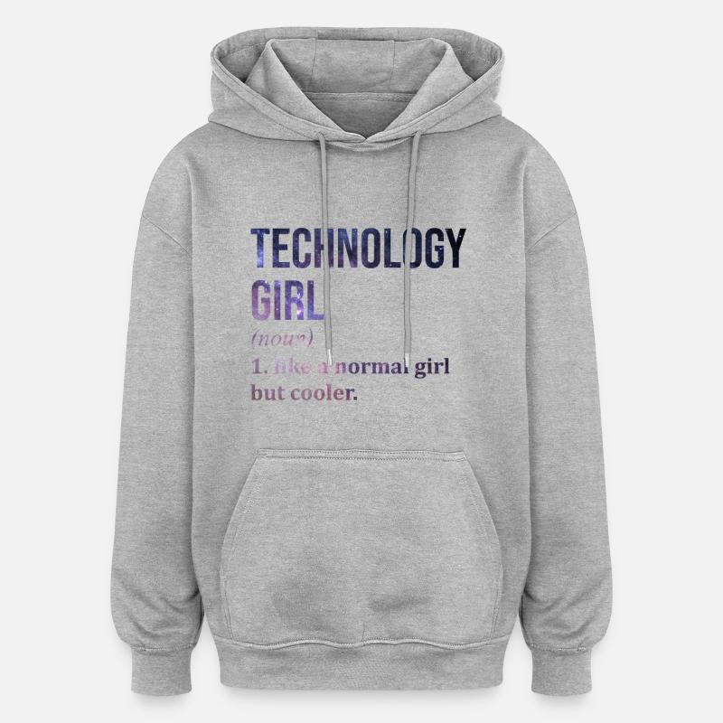 Technologie Technologie Technologie - Sweat à capuche oversize unisexe - gris chiné