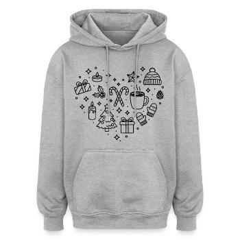 Weihnachten Herz X-Mas Herz Form Weihnachtszeit - Oversized Unisex Hoodie - Grau meliert - Vorne - Noah (186cm)