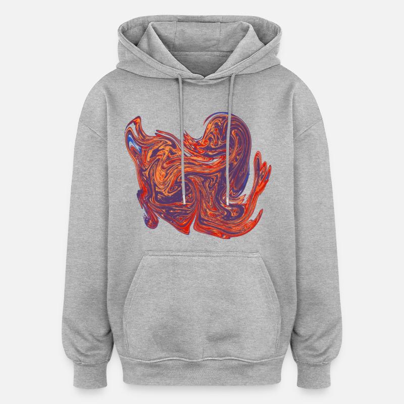 Farbwirbel-Herz Marmormuster - Oversized Unisex Hoodie - Grau meliert