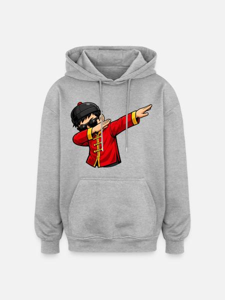 Dabbing Chinese - Oversized Unisex Hoodie - heather grey