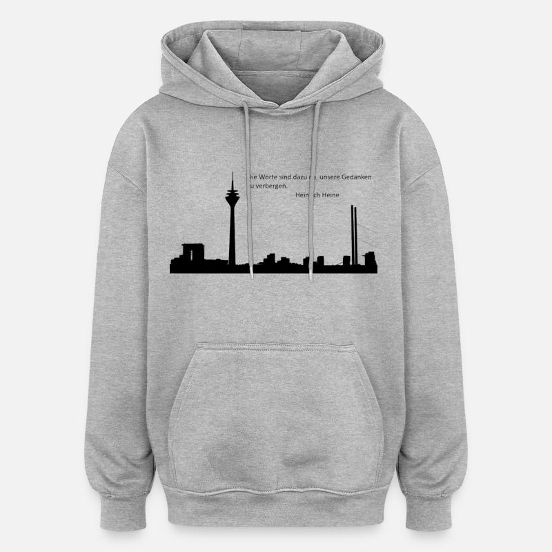Düsseldorf - Sweat à capuche oversize unisexe - gris chiné